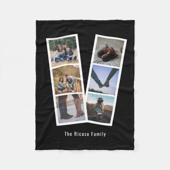 6 Photo Booth Style Personalized Fleece Blanket (Front)