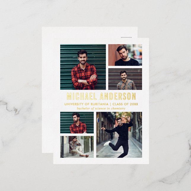 6 Photo Chalkboard Graduation Announcement (Front/Back)