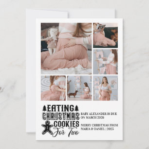 6 Photo Christmas Cookies for 2 Pregnancy  Holiday Card