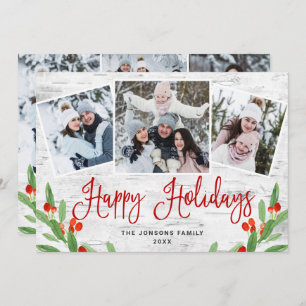 6 PHOTO Christmas Rustic Birch Bark Greeting Holiday Card