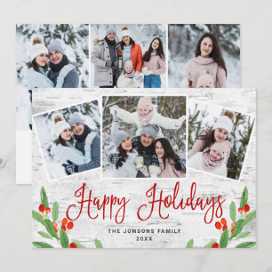 6 PHOTO Christmas Rustic Birch Bark Greeting Holiday Card
