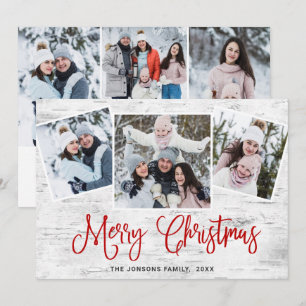 6 PHOTO Christmas Rustic Birch Bark Greeting Holiday Card