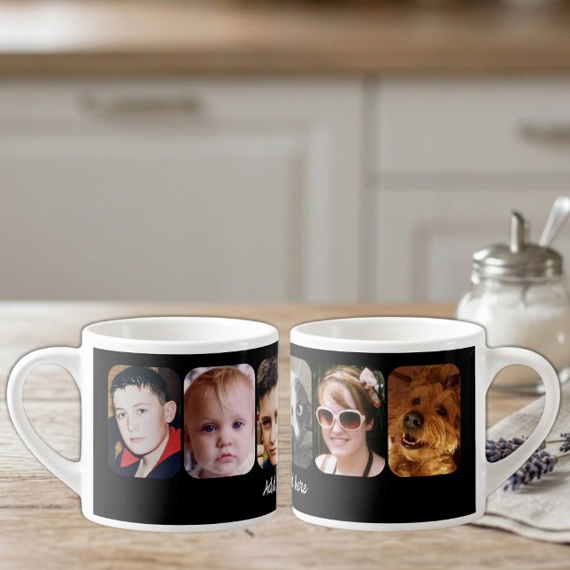 6 photo collage add text black espresso cup (Creator Uploaded)