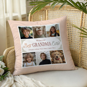 6 Photo Collage Best Grandma Ever  Throw Pillow