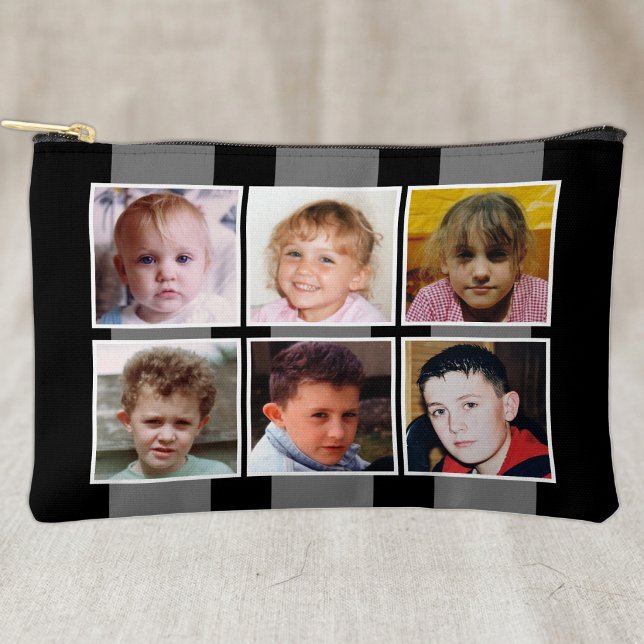 6 photo collage black grey accessory pouch (Creator Uploaded)