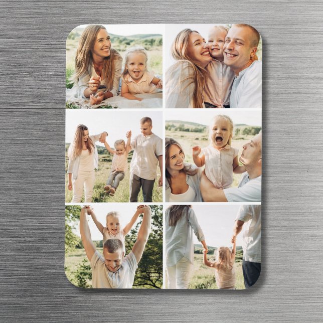 6 Photo Collage Custom Modern Simple  Magnet (Creator Uploaded)