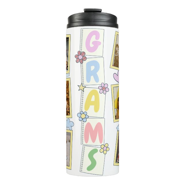 6 Photo Collage Cute Baby Pink Blue Granny Thermal Tumbler (Front)