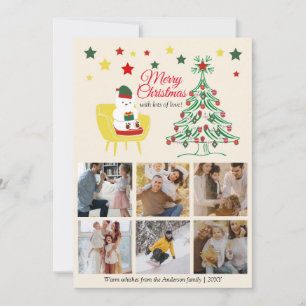 6 Photo Collage Cute Modern Christmas Greeting Card