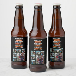 6 Photo Collage Father's Day Funny Get'er Done BBQ Beer Bottle Label