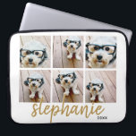 6 Photo Collage - handwritten font add your name Laptop Sleeve<br><div class="desc">Use your square Instagram photos for the best results! TO CHANGE THE BACKGROUND - click on the customize or advanced design area, and choose a colour in the colour picker. Add your favourite pictures and snapshots to this film strip for a fun memory keeper. An artistic way to display your...</div>