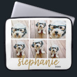6 Photo Collage - handwritten font add your name Laptop Sleeve<br><div class="desc">Use your square Instagram photos for the best results! TO CHANGE THE BACKGROUND - click on the customize or advanced design area, and choose a colour in the colour picker. Add your favourite pictures and snapshots to this film strip for a fun memory keeper. An artistic way to display your...</div>