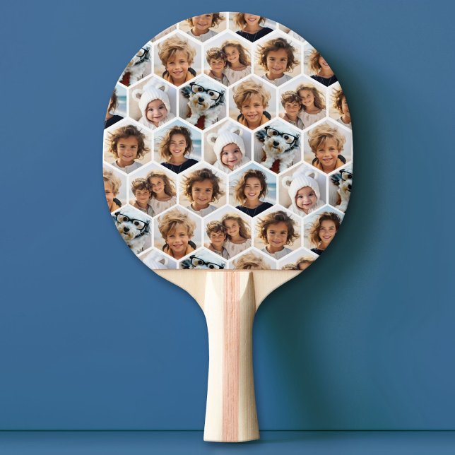 6 Photo Collage honeycomb pattern - BE PATIENT Ping Pong Paddle (Custom Pink Pong Paddle)