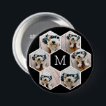 6 Photo Collage in a honeycomb pattern black white 3 Inch Round Button<br><div class="desc">Use your square photos for the best results! TO CHANGE THE BACKGROUND - click on the customize or advanced design area, and choose a colour in the colour picker. Add your favourite pictures and snapshots to this film strip for a fun memory keeper. An artistic way to display your best...</div>