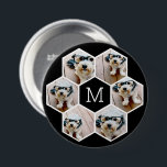 6 Photo Collage in a honeycomb pattern black white 3 Inch Round Button<br><div class="desc">Use your square photos for the best results! TO CHANGE THE BACKGROUND - click on the customize or advanced design area, and choose a colour in the colour picker. Add your favourite pictures and snapshots to this film strip for a fun memory keeper. An artistic way to display your best...</div>