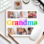 6 Photo Collage Love You Grandma Colourful Modern Mouse Pad<br><div class="desc">“Love you Grandma.” She’s loving every minute with her grandkids. A playful, whimsical, stylish visual of colourful rainbow coloured bold typography and black handwritten typography overlay a soft, light pink heart and a white background. Add 6 cherished photos of your choice and customize the names and message, for the perfect...</div>