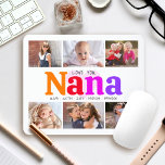 6 Photo Collage Love You Nana Multicolor Rainbow Mouse Pad<br><div class="desc">“Love you Nana.” She’s loving every minute with her grandkids. A playful, whimsical, stylish visual of colourful rainbow coloured bold typography and black handwritten typography overlay a soft, light pink heart and a white background. Add 6 cherished photos of your choice and customize the names and message, for the perfect...</div>