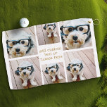 6 Photo Collage Minimalist - Gold and White Grid Golf Towel<br><div class="desc">A golf towel with a custom photo collage is a unique and personalized accessory that combines practicality with sentimental value on the course. It effectively cleans clubs, balls, and hands while featuring a vibrant, high-quality print of cherished memories—family moments, scenic golf courses, or favourite tournament snapshots. The custom collage adds...</div>