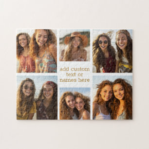 6 Photo Collage Minimalist - gold and white Jigsaw Puzzle