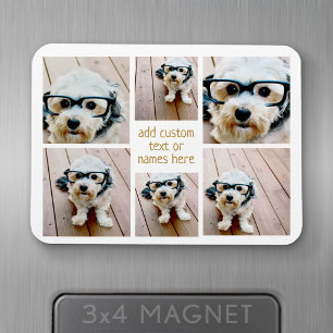 6 Photo Collage Minimalist - Gold and White Magnet