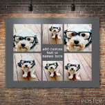 6 Photo Collage Minimalist - Grey and White Grid Poster<br><div class="desc">Use your favourite photo or pictures to make a fun keepsake to share with friends. A collage of 6 photos in a fun grid with different sizes. A simple design with snapshots and a text block. Crop photos into squares before uploading. To adjust photos or change colours, click on the...</div>