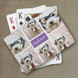 6 Photo Collage Name Minimalist - Can Edit colour Playing Cards<br><div class="desc">Use your square Instagram photos for the best results! TO CHANGE THE BACKGROUND - click on the customize or advanced design area,  and choose a colour in the colour picker. An artistic way to display your best photo sharing pics.</div>