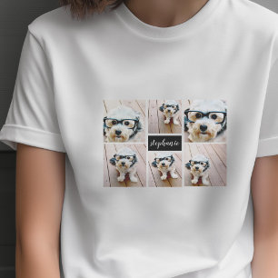 6 Photo Collage Name Minimalist - Can Edit colour T-Shirt