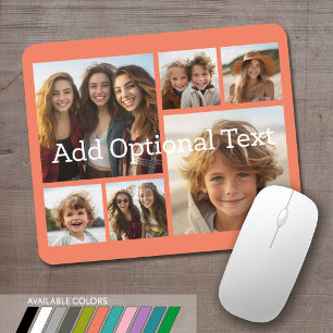 6 Photo Collage Optional Text -- CAN Edit Color Mouse Pad