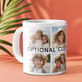 6 Photo Collage Optional Text -- CAN Edit Colour Large Coffee Mug