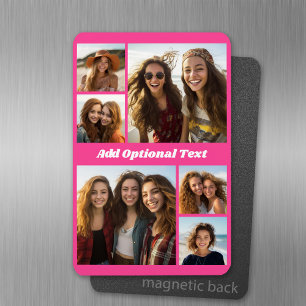 6 Photo Collage Optional Text -- CAN Edit Colour Magnet