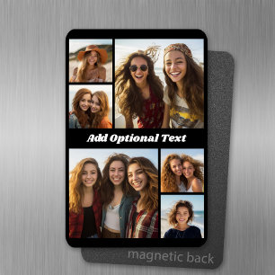 6 Photo Collage Optional Text -- CAN Edit Colour Magnet