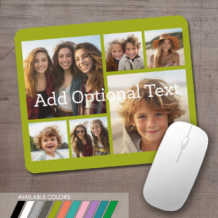 6 Photo Collage Optional Text -- CAN Edit Colour Mouse Pad