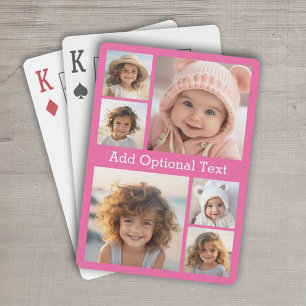6 Photo Collage Optional Text -- CAN Edit Colour Playing Cards