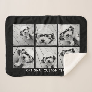 6 Photo Collage Optional Text -- CAN Edit Colour Sherpa Blanket