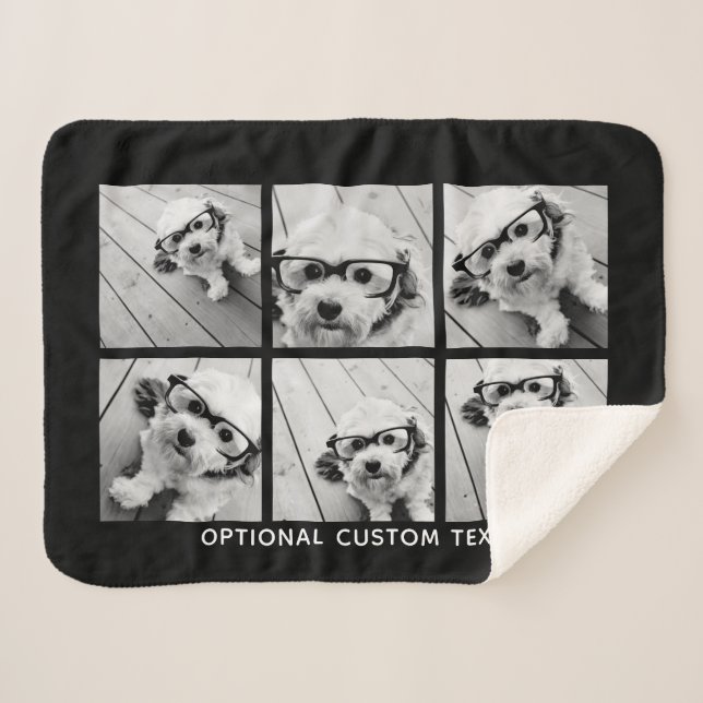 6 Photo Collage Optional Text -- CAN Edit Colour Sherpa Blanket (Front (Horizontal))