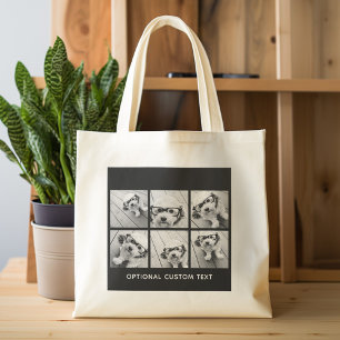 6 Photo Collage Optional Text -- CAN Edit Colour Tote Bag