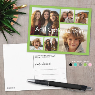 6 Photo Collage Optional Text -- CAN Edit Green Postcard