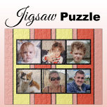 6 photo collage orange yellow stripes jigsaw puzzle<br><div class="desc">Piece together memories with our custom 6-photo jigsaw puzzle! Perfect for family game nights or heartfelt gifts, this puzzle lets you showcase six of your favourite photos in a fun, interactive way. Made with high-quality materials, the vibrant, glossy finish brings your images to life while ensuring durability. Ideal for any...</div>