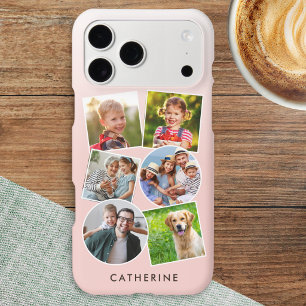 6 Photo Collage Personalized Name Blush Pink Ombre