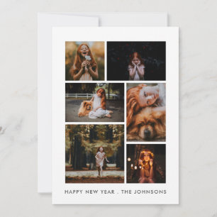 6 Photo Collage Personalized New Year Holiday Card