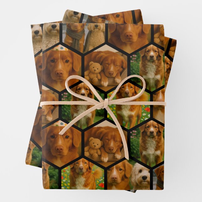 6 Photo Collage Personalized Template Wrapping Paper Sheet (In situ)