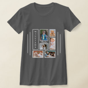 6 Photo Collage personnalisé T-shirt gris