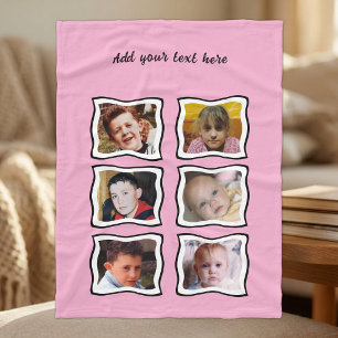 6 photo collage pink fleece blanket