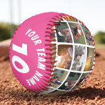 6 Photo Collage Pink Player Number Team Name Softball<br><div class="desc">6 Photo Collage Pink Player Number Team Name Softball. You can make your own unique personalized softball with your name,  player number,  team name and 6 photos that make a pattern. Great keepsake gift idea or a keepsake for softball players.</div>