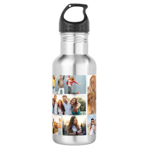 6 Photo Collage Template Personalize 532 Ml Water Bottle