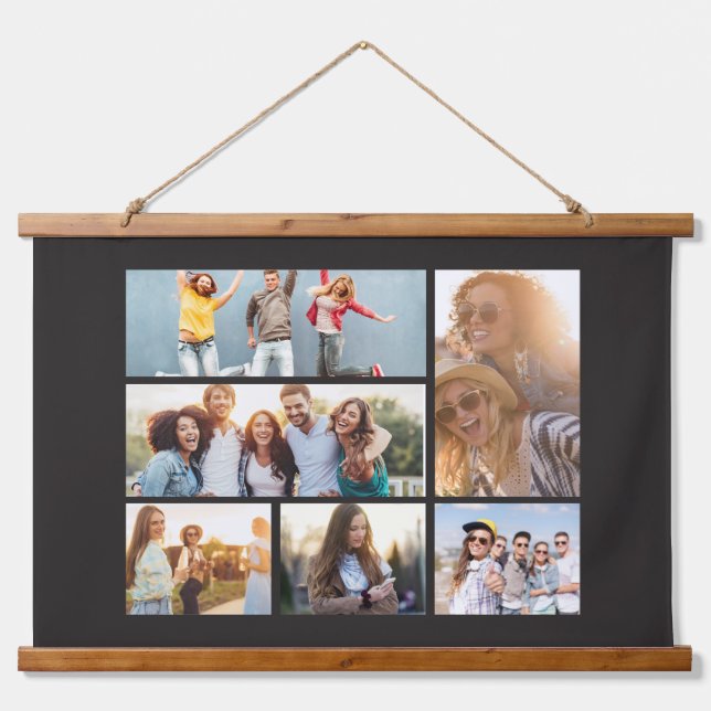 6 Photo Collage Template Personalize Hanging Tapestry (Front)