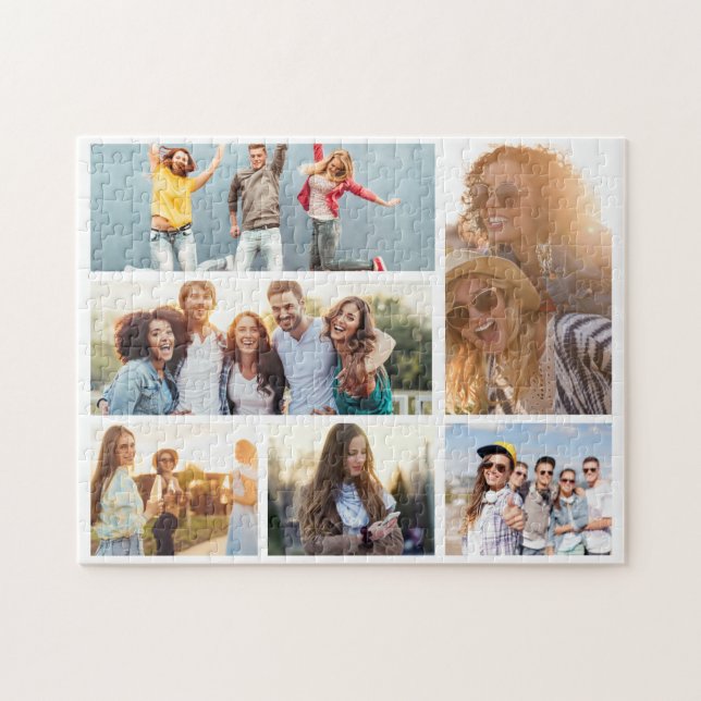 6 Photo Collage Template Personalize Jigsaw Puzzle (Horizontal)