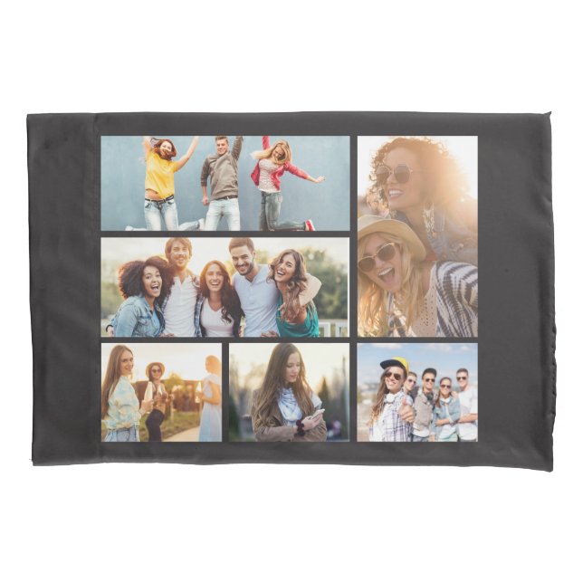 6 Photo Collage Template Personalize Pillowcase (Front)
