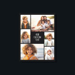 6 photo collage - white background - black text canvas print<br><div class="desc">6 photos in an uneven pattern surround an opening for three lines of text. Use 2 square cropped photos and 4 vertical photos to make this work!
The background is white. If you want to change the colours,  click on the advanced design area and see more choices.</div>