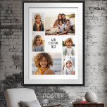 6 photo collage - white background - black text poster<br><div class="desc">6 photos in an uneven pattern surround an opening for three lines of text. Use 2 square cropped photos and 4 vertical photos to make this work!
The background is white. If you want to change the colours, click on the advanced design area and see more choices.</div>