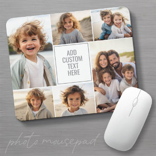 6 photo collage - white background - grey text mouse pad